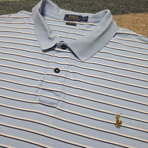 Polo Ralph Lauren Polo Shirt 4XLT Blue Stripe Pima Soft Touch